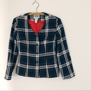 Vintage 70’s lightweight‎ womens cropped plaid blazer S/M